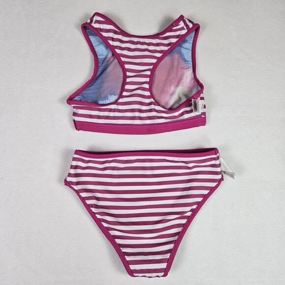 Eddie Bauer Girls Reversible Swimsuit Size 7/8 M Tankini Bikini Beach Pink Pool - Picture 5 of 14